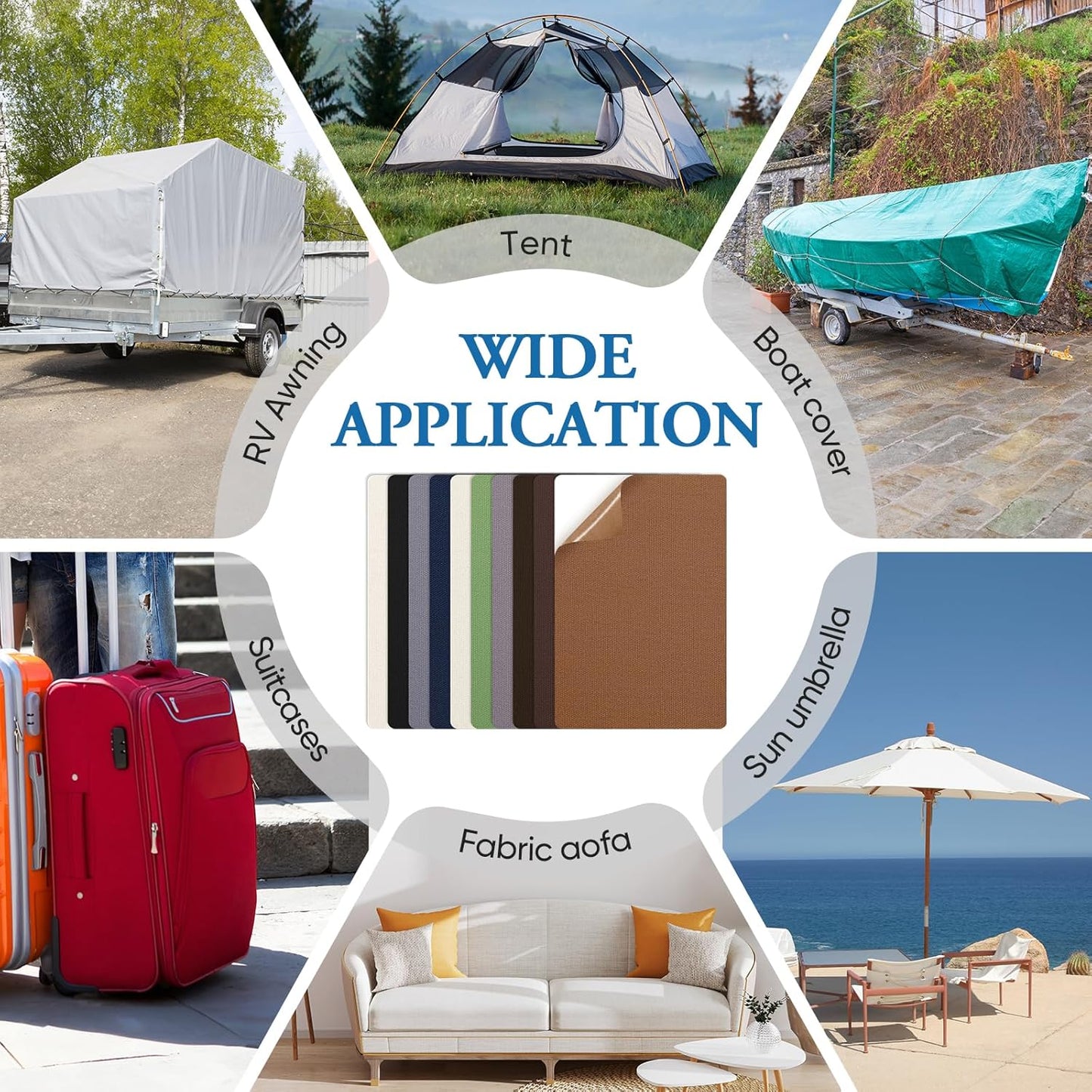 Canvas Patch 5.5 x 8 Inches 6Pcs Self-Adhesive Waterproof Canvas Patch Kit for Repairing Tents,Sofas,Boat Covers,Camping Chair,Awnings,Car Seats.(Dark Blue)