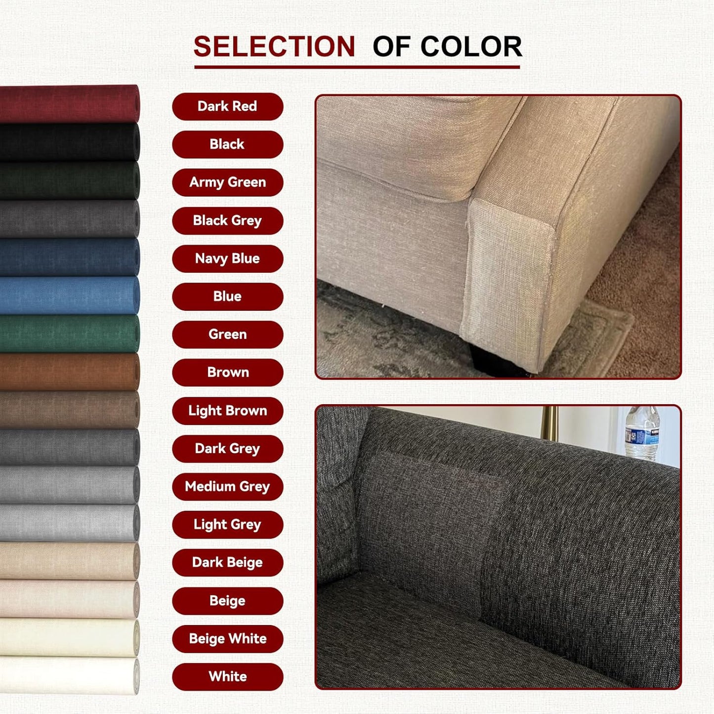 Linen Repair Tape 16x90 inch, Self Adhesive Fabric Patches, Linen Patch Tape Kit, Fabric Repair Tape for Couch Sofas, Headboards, Chairs, Pillows, Curtains, Couches - Beige White