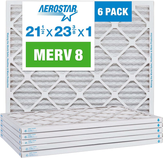 Aerostar 21.5x23.375x1 MERV 8-6 Count - High Efficiency Pleated HVAC, Furnace & Air Conditioner Filters - Removes Dust, Lint, Mold & Allergy-Causing Pollen