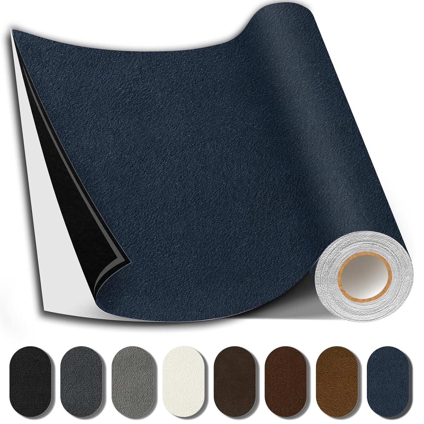 Suede Repair Patch, 17X158 Inch Fabric Large Repair Tape, Self-Adhesive Patches for Furniture, Sofa, Car Interior, Shoes, Hand Bag, Clothing (Dark Blue, 17X158 Inch)