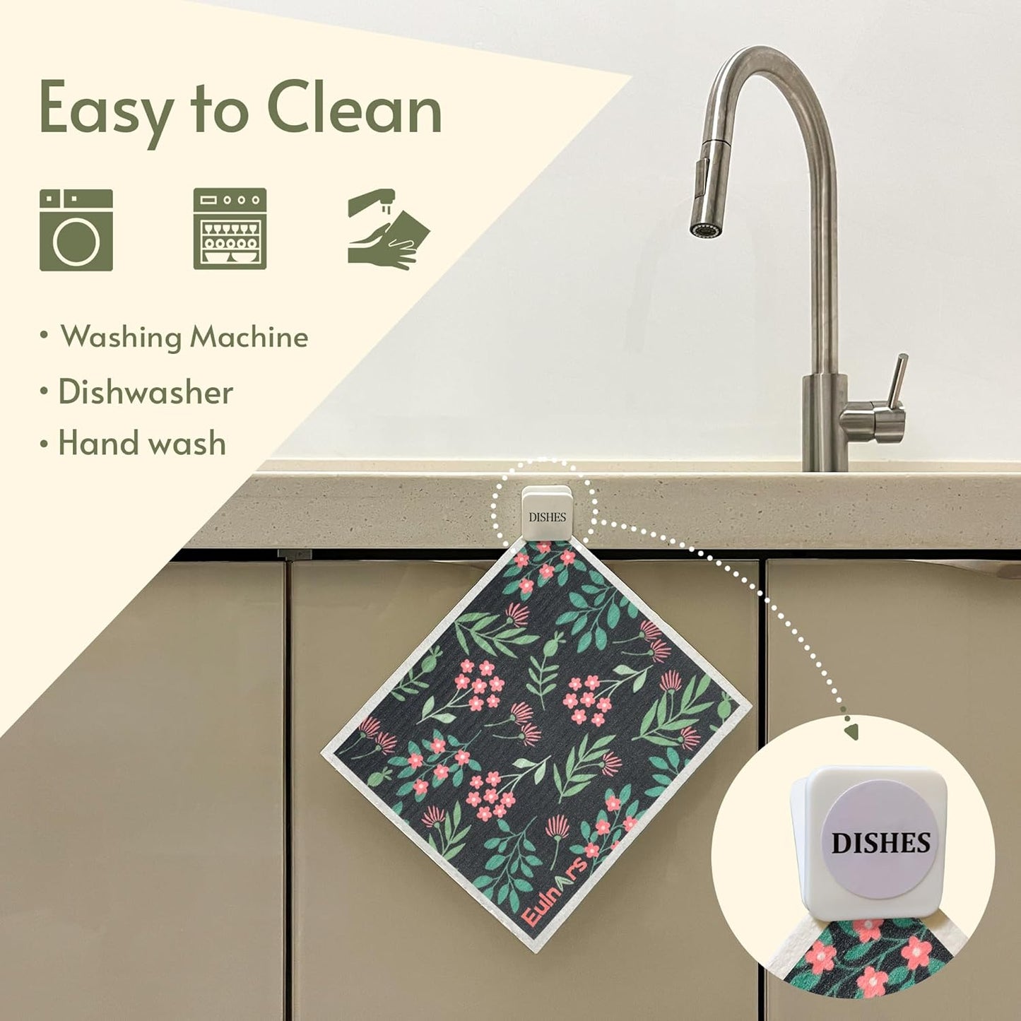 Reusable Paper Towels, Swedish Dishcloths for Kitchen 8-Pack, Non-Scratch Swedish Dish Towels, Super Absorbent Cellulose Dish Cloths, Eco Friendly Gifts