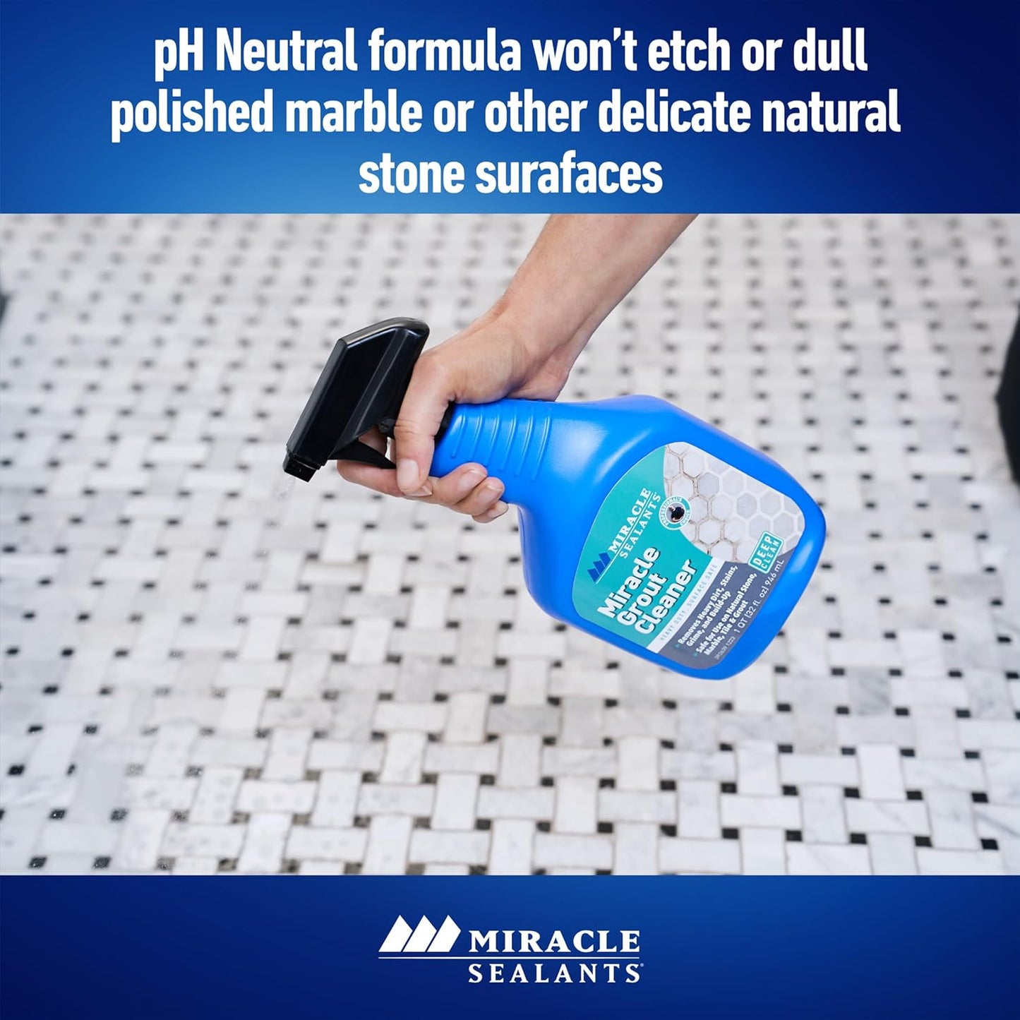 Miracle Sealants Heavy Duty Miracle Grout Cleaner Spray for Natural Stone, Marble, Tile & Grout, Quart