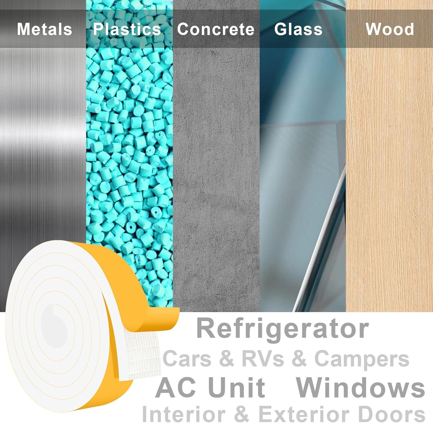 Weather Stripping Door Seal Strip, Strong Adhesive Foam Insulation Tape for Doors and Windows, SoundProof Weatherproof Air Conditioning Insulation, Winterizing (2 in x 1/2 Inx 6.5Ft