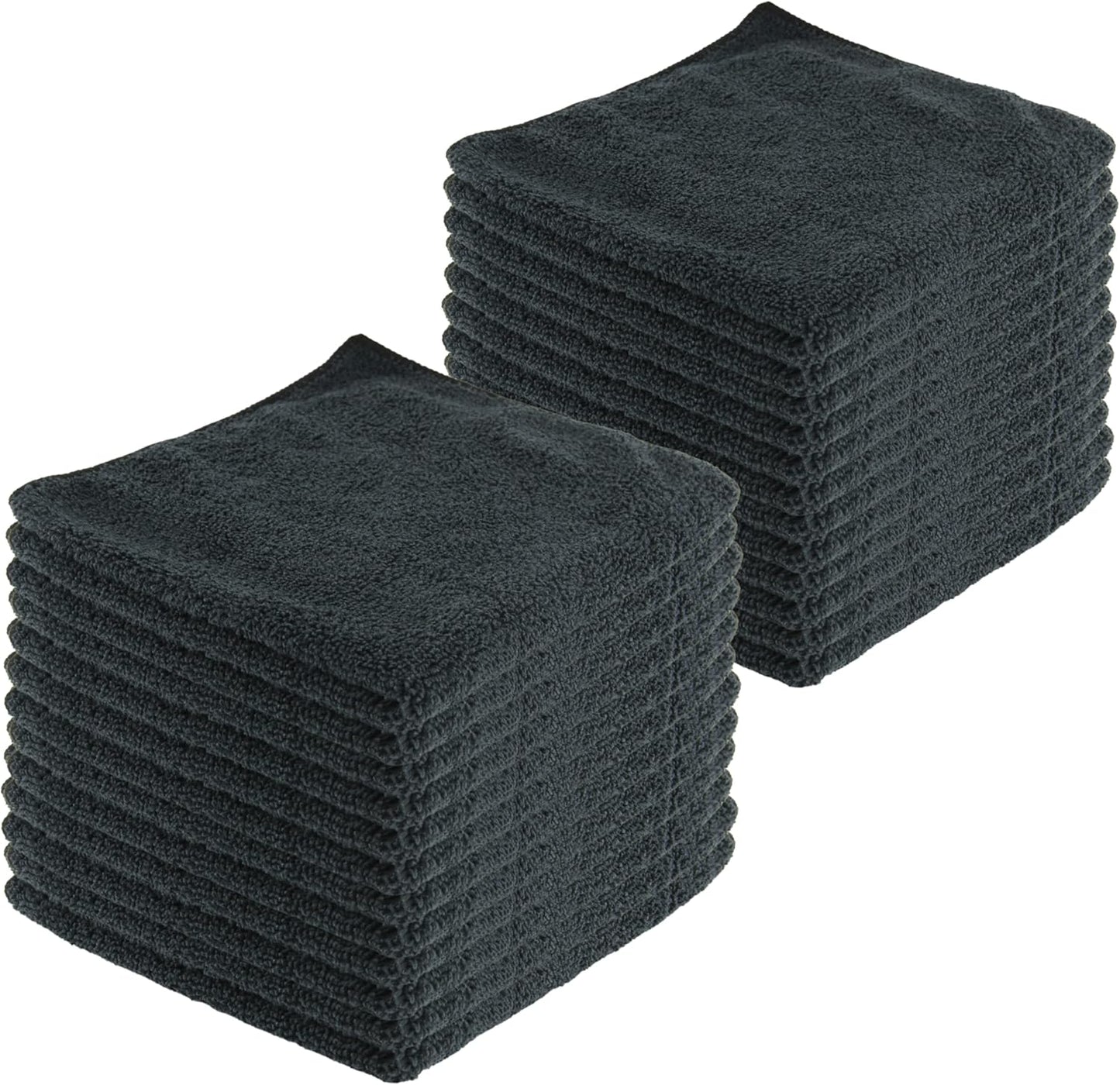 Microfiber Cleaning Cloths,24 Pack, 16"x16", All-Purpose, Softer, Highly Absorbent, Lint-Free, Reusable, Washable Pro Towels, Black, for House, Kitchen, Bathroom, Car, Office