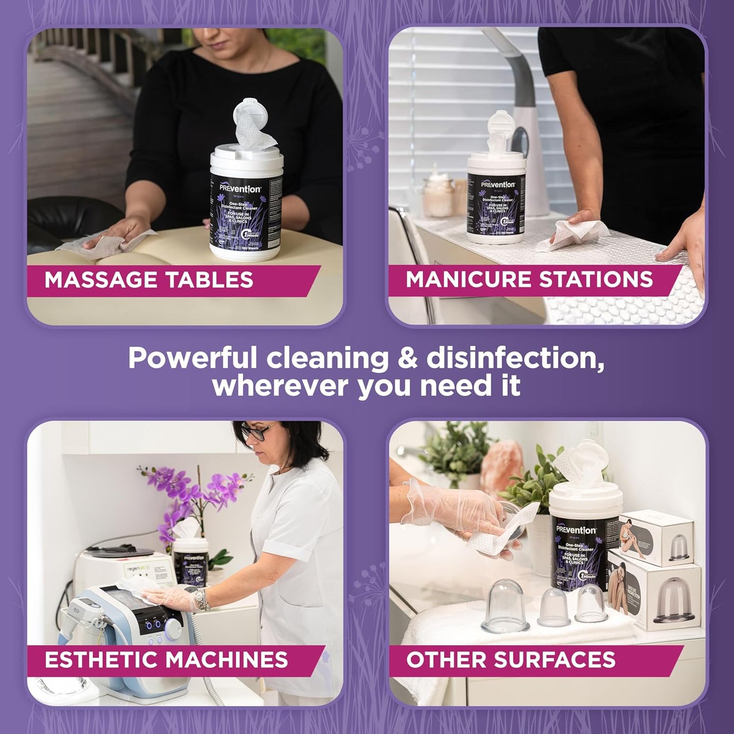 Prevention All Purpose Disinfectant Wipes – Canister of Cleaning Wipes for Salons, Spas, Wellness Centers and Yoga Studios – Hospital Grade Surface Sanitizing – 160 Count
