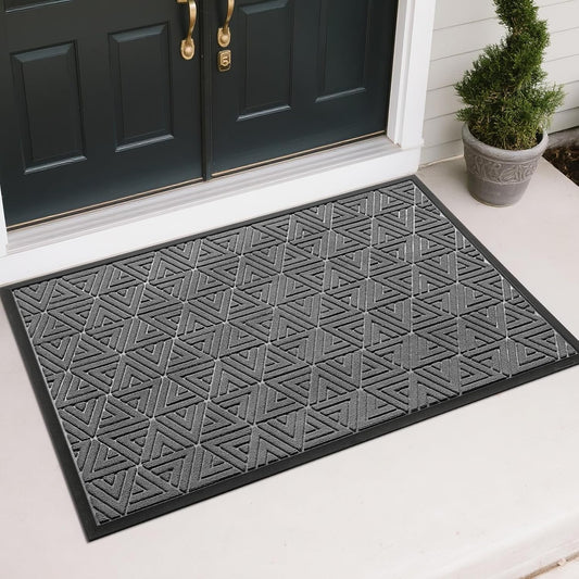 Yimobra Large Door Mat 47x32, All-Weather Waterproof Non-Slip Welcome Matt Outdoor, Heavy Duty Non Slip Doormat for Entryway for Patio and Garage Indoor, Easy Clean, Grey
