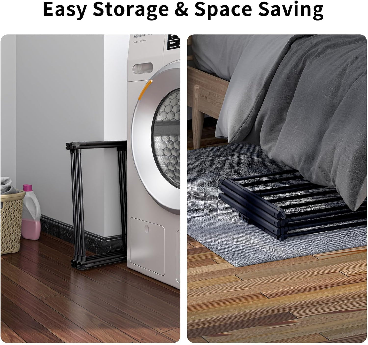 3 Tier Clothes Drying Rack,Foldable & Portable Clothing Drying Rack,Space-Saving Design, Indoor & Outdoor Laundry Rack for Drying Clothes,Metal Dryer Rack，Pure Black