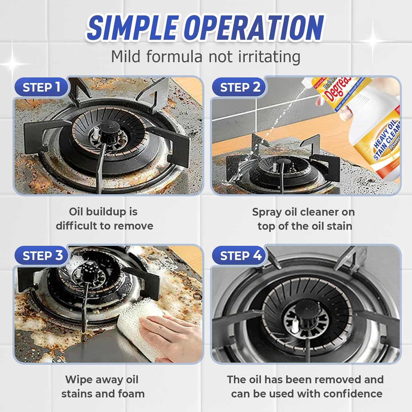 Kitchen Heavy Oil Cleaner, 2025 Newly Upgraded Heavy Duty Oil Stain Remover, 500 ML Multipurpose Cleaner Spray, Kitchen Degreaser Spray for Stovetops, Ovens, Range Hoods (2)