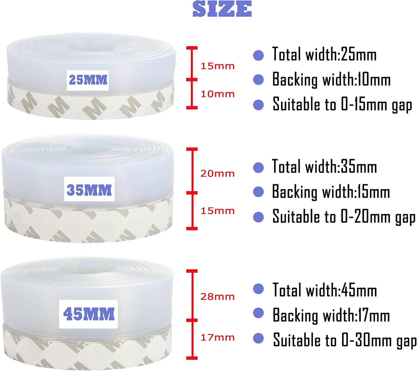 Weather Stripping Door Seal Strip,Door Strip Bottom for Doors Silicone Sealing Sticker Adhesive for Doors and Windows Gaps of Anti-Collision Silicone 5M/16FT (45MM, Transparent)