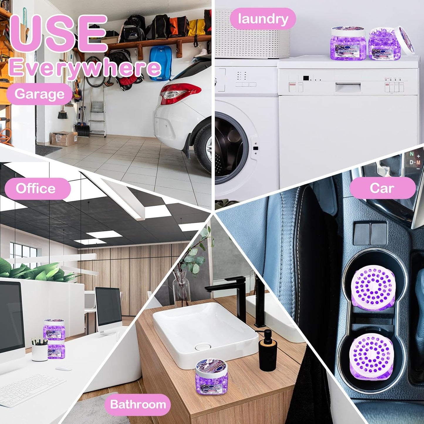 12 Pcs Air Freshener Gel Bulk Odor Eliminator Gel Beads 8 oz Long Lasting Air Freshener Beads Eliminates Odors in Home Bathrooms, Cars, Boats, Rvs and Pet Areas(Lavender)