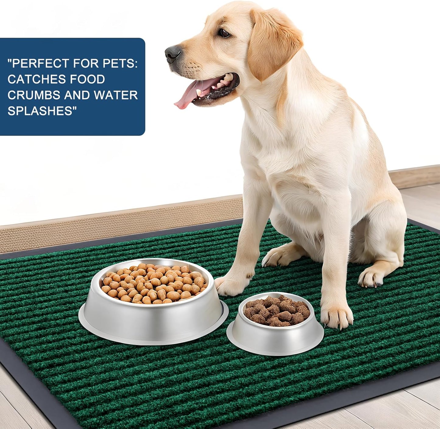 OLANLY Front Door Mat Indoor Outdoor Entrance, Waterproof Heavy Duty Doormat, Fade Resistant, Low Profile, Easy Clean Patio Porch Welcome Floor Mats for Entry, 71x47, Green