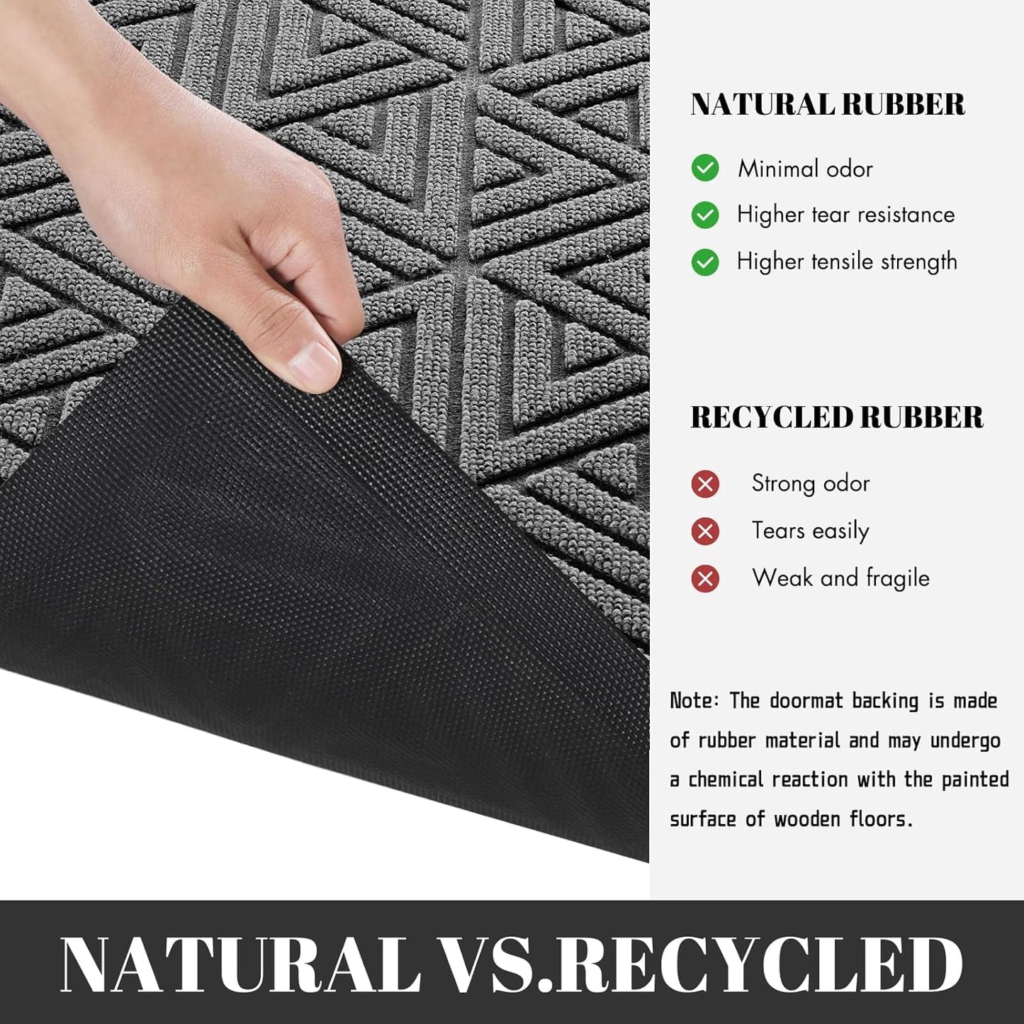 Yimobra Extra Large Door Mat 60x32, All-Weather Waterproof Non-Slip Welcome Matt Outdoor, Heavy Duty Non Slip Doormat for Entryway for Patio and Garage Indoor, Easy Clean, Grey