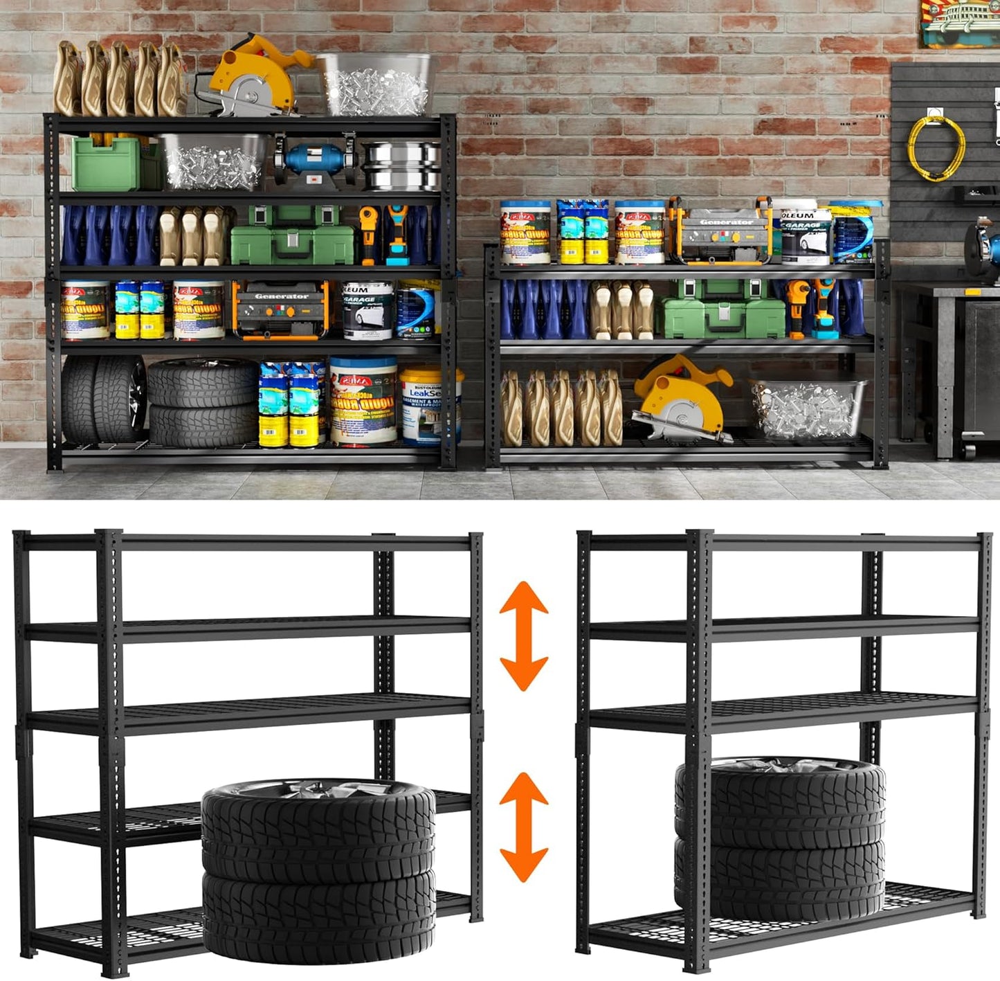 Storage Shelves Heavy Duty, 48" L x 18" W x 72" H Garage Wire Shelving Unit Loads 2800LBS, 5-Tier Adjustable Metal Industrial Utility Shelf Rack for Kitchen, Laundry Room, Pantry, Warehouse, Basement