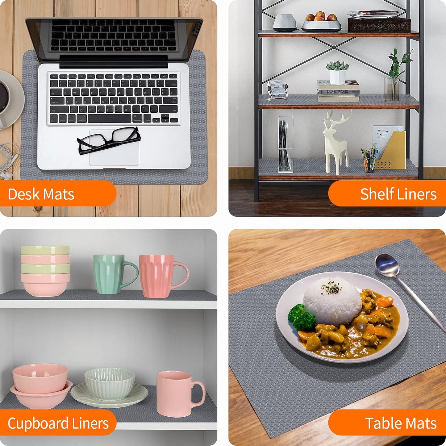 Shelf Liners for Kitchen Cabinets Non-Slip Drawer Liner Non Adhesive Cupboard Mat EVA Material Refrigerator Mats Fridge Liner Washable for Shoerack, Storage and Desks 23.6 x 78.7 Inches