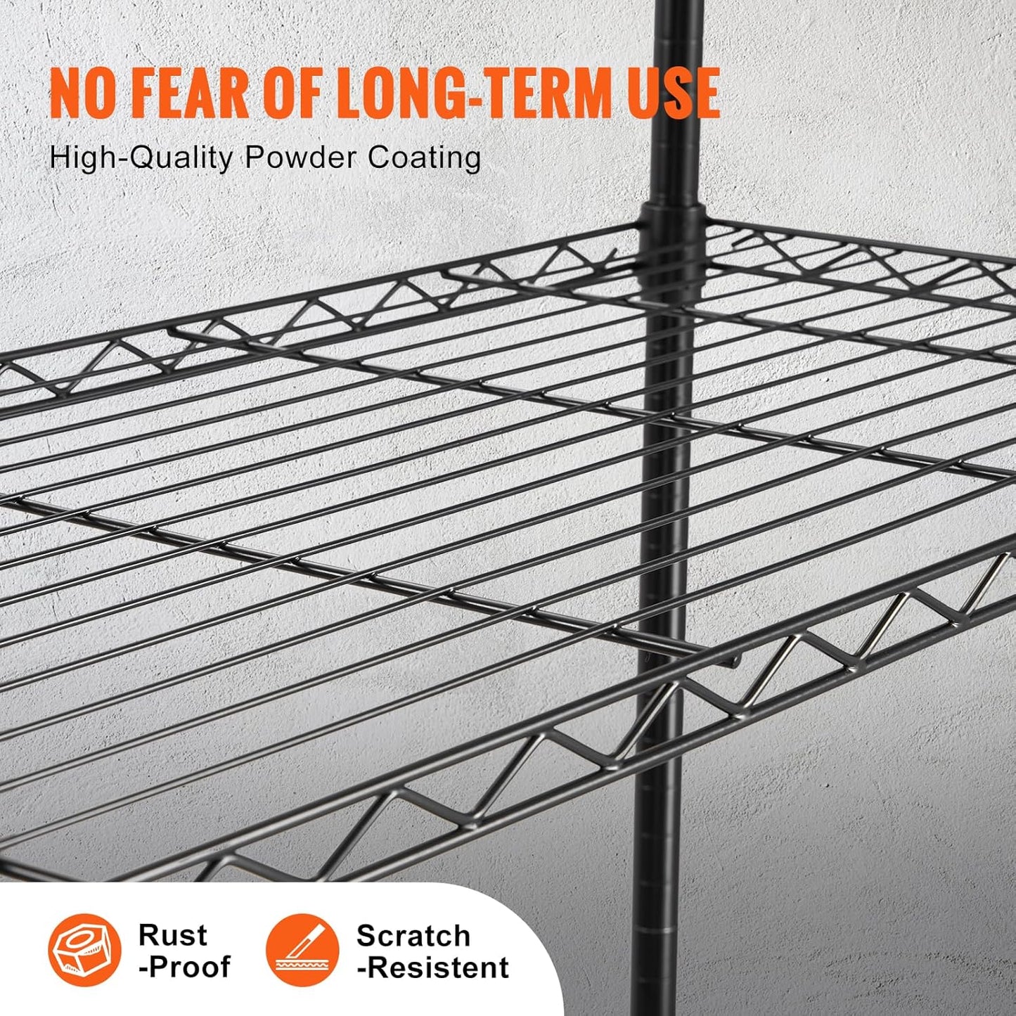 VEVOR Storage Shelving Unit, 4-Tier Adjustable Storage Shelves, 48" L x 18" W x 74" H Garage Storage Shelves, Metal Shelves with Wheels for Kitchen Pantry Basement Bathroom Laundry