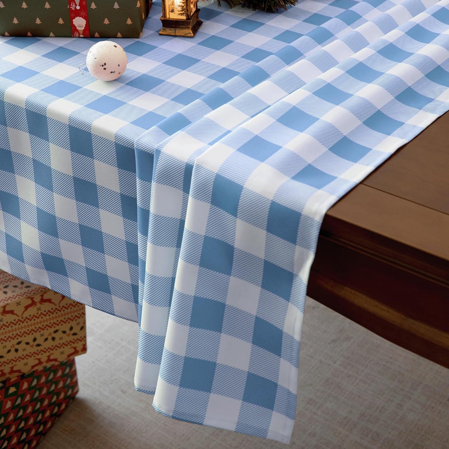 Waterproof Plaid Tablecloth Fabric - Square 58x58 Inch Classic Gingham Checker Table Cloth for Indoor/Outdoor Use - Buffalo Table Cover for Picnics, BBQs, and Parties