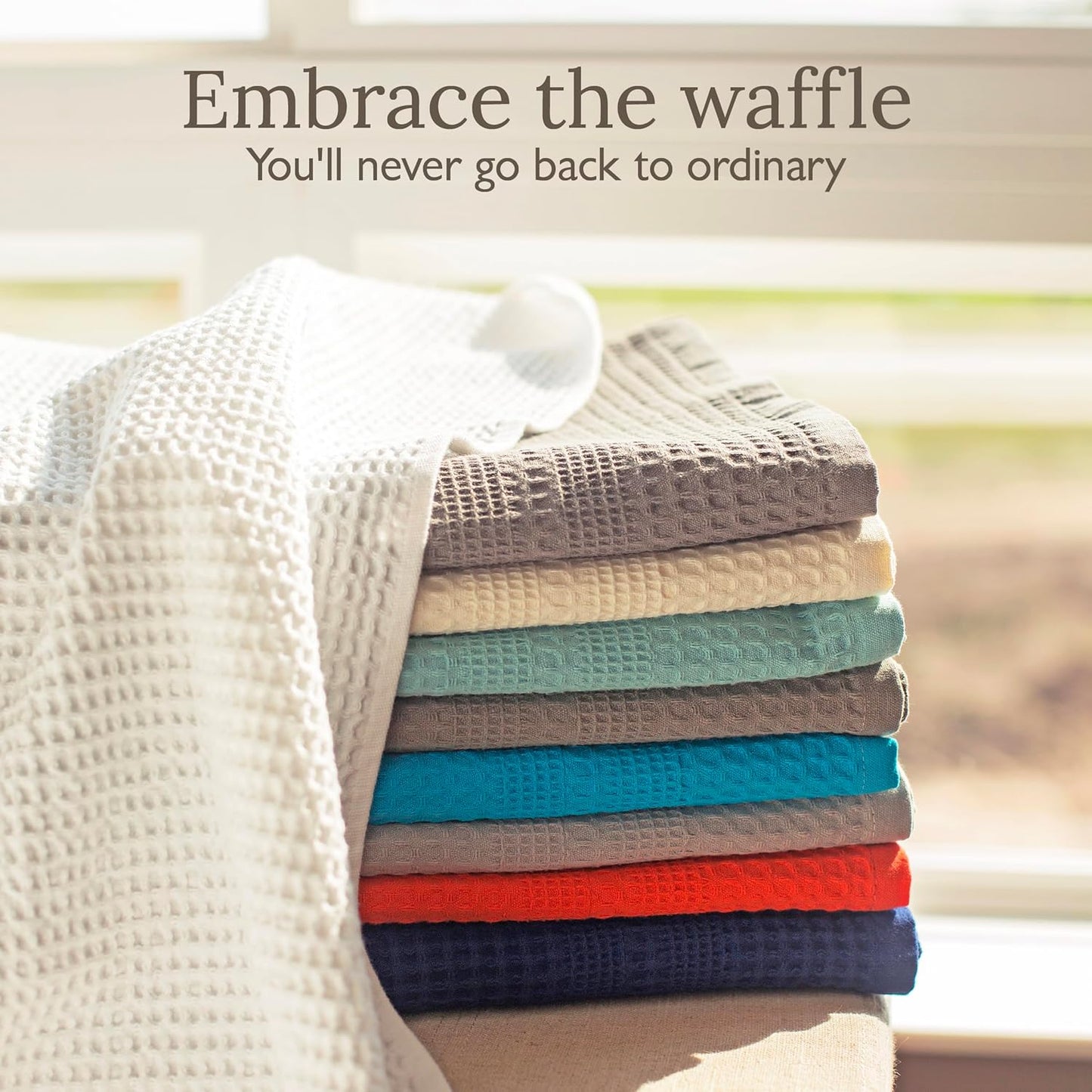 GILDEN TREE Waffle Towels Wash Cloths for Showering, Exfoliating Washcloth Face Towels, Quick Dry Towel Cotton Washcloths Set of 4, Classic Style (Stone)