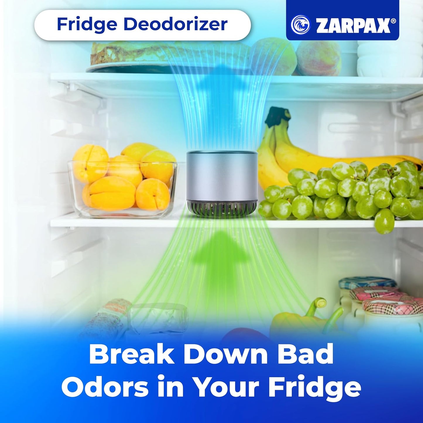 Refrigerator Deodorizer - Single Pack - Fridge Smell Eliminator Lasts for 10 Years -18ft3 Capacity Strong Fridge Odor Absorber, Eliminator & Air Purifier - More Effective Than Baking Soda