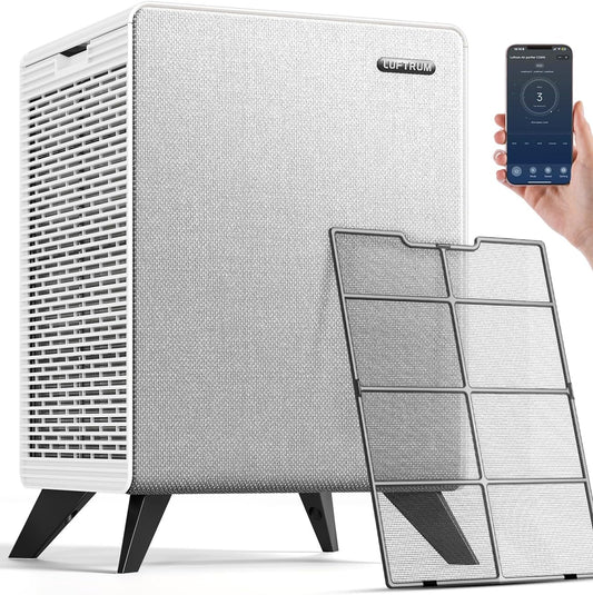 Air Purifiers for Home Large Room Up to 2250 ft² with WIFI - Remove 99% of Smoke Allergies Pet Dander Odor - Dual 3-Stage Filter of Washable Filter and True HEPA Filter with AQI, Sleep, Auto Mode