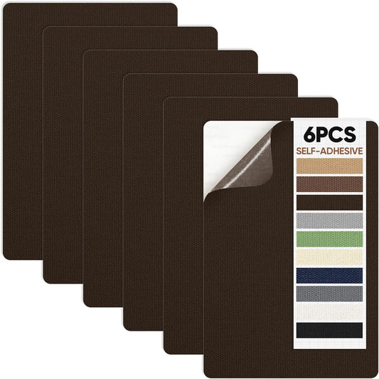Canvas Patch 5.5 x 8 Inches 6Pcs Self-Adhesive Waterproof Canvas Patch Kit for Repairing Tents,Sofas,Boat Covers,Camping Chair,Awnings,Car Seats.(Dark Brown)