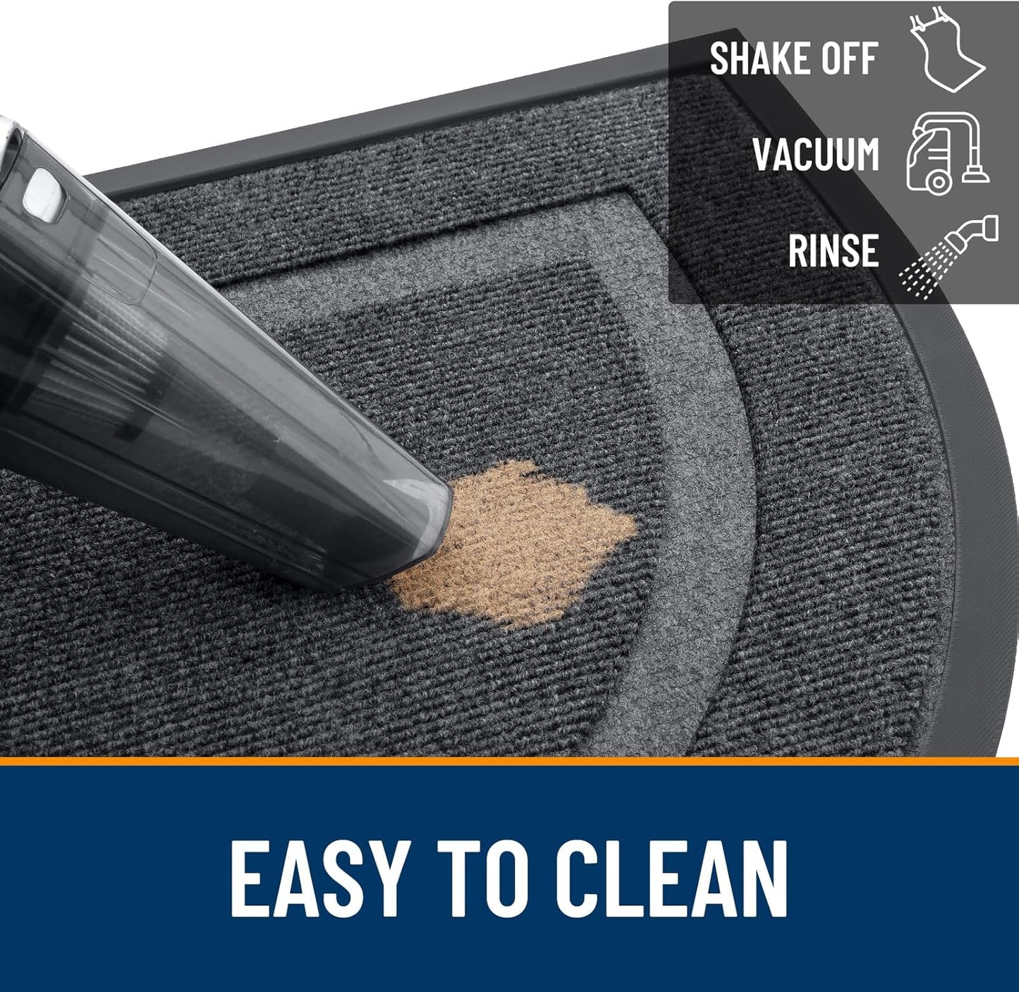 OLANLY Half Circle Door Mat Indoor Outdoor Entrance Welcome, Waterproof All-Season, All-Weather Doormat, Sturdy Natural Rubber, Low Profile, Easy Clean Patio Porch Entryway Mat, 59x35, Grey