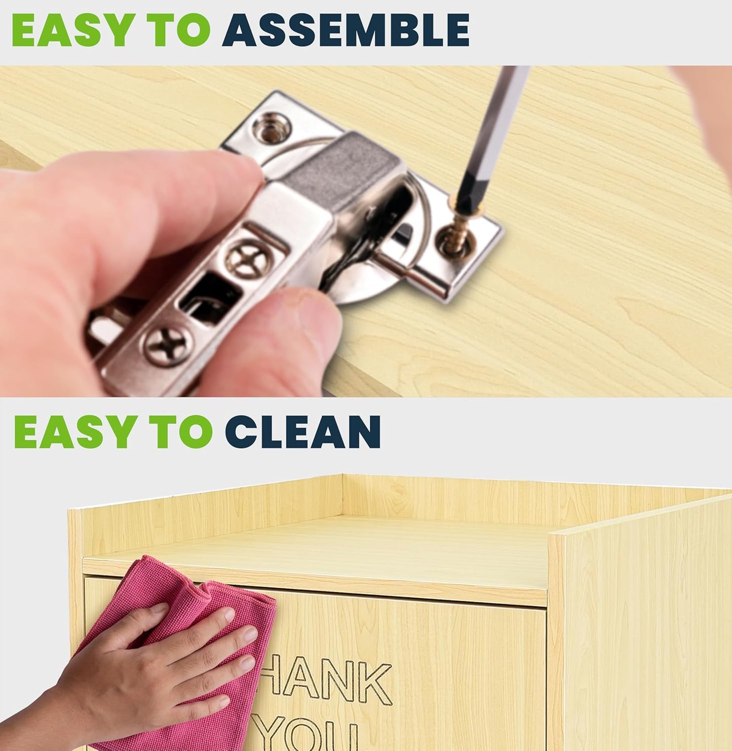 Alpine Restaurant Trash Can Cabinet with Tray Holder - Thank You Trash Can, Commercial 40 Gallon Garbage Can Cabinet for Restaurants, Cafeterias (Oak)