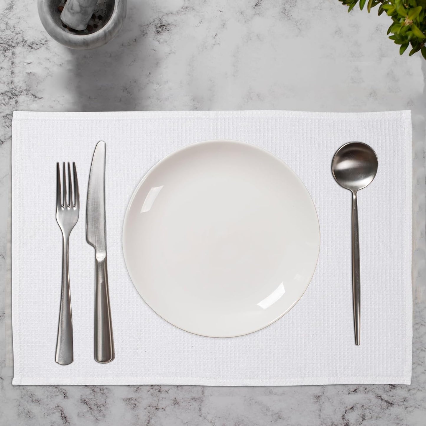 Kitchen Towels Set of 6 Soft Premium Cotton Highly Absorbent Dish Towels 18x28 Inches, Washable & Reusable Tea Towel, Quick Drying Dish Cloths with Hanging Loop - White Solid