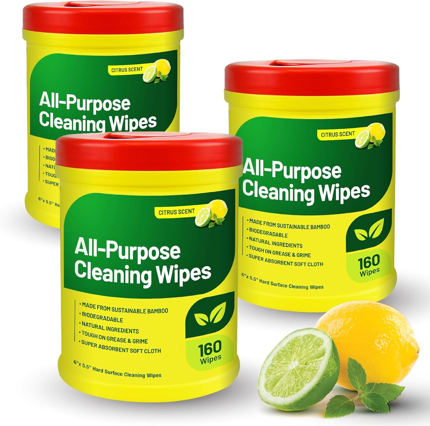 RTS Companies Inc All-Purpose Cleaning Wipes, Citrus Scent, Biodegradable, Multi-Surface, 160 Wipes (3 Pack)