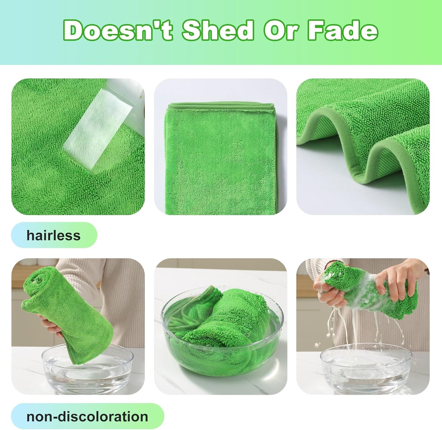 JOYMOOP Microfiber Towels for Cars, 2 Pack 35.4" x 23.6" Car Drying Towel, Green Reusable Car Towel, Quick Drying Car Microfiber Cleaning Cloth for RVs, SUVs, Trucks