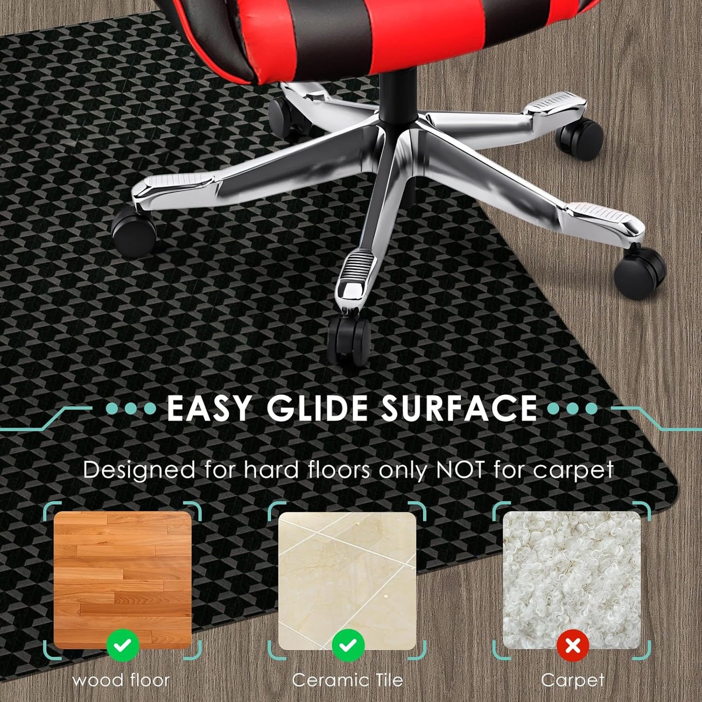 Vicwe Office Chair Mat for Hardwood Floor, 63" x 51" Large Office Chair Mat, Gaming Chair Mat for Hardwood, Easy Glide for Chairs, Multi-Purpose Floor Protector Desk Chair Mat for Home Office