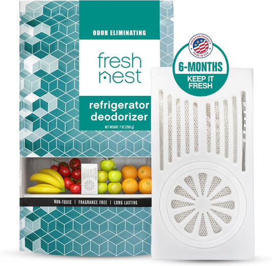 Refrigerator Deodorizer with Zeolites (1-Pack) - Odor Eliminator for Fridge & Freezer - Outshines Baking Soda and Bamboo Charcoal Bags - Long-Lasting, & Safe