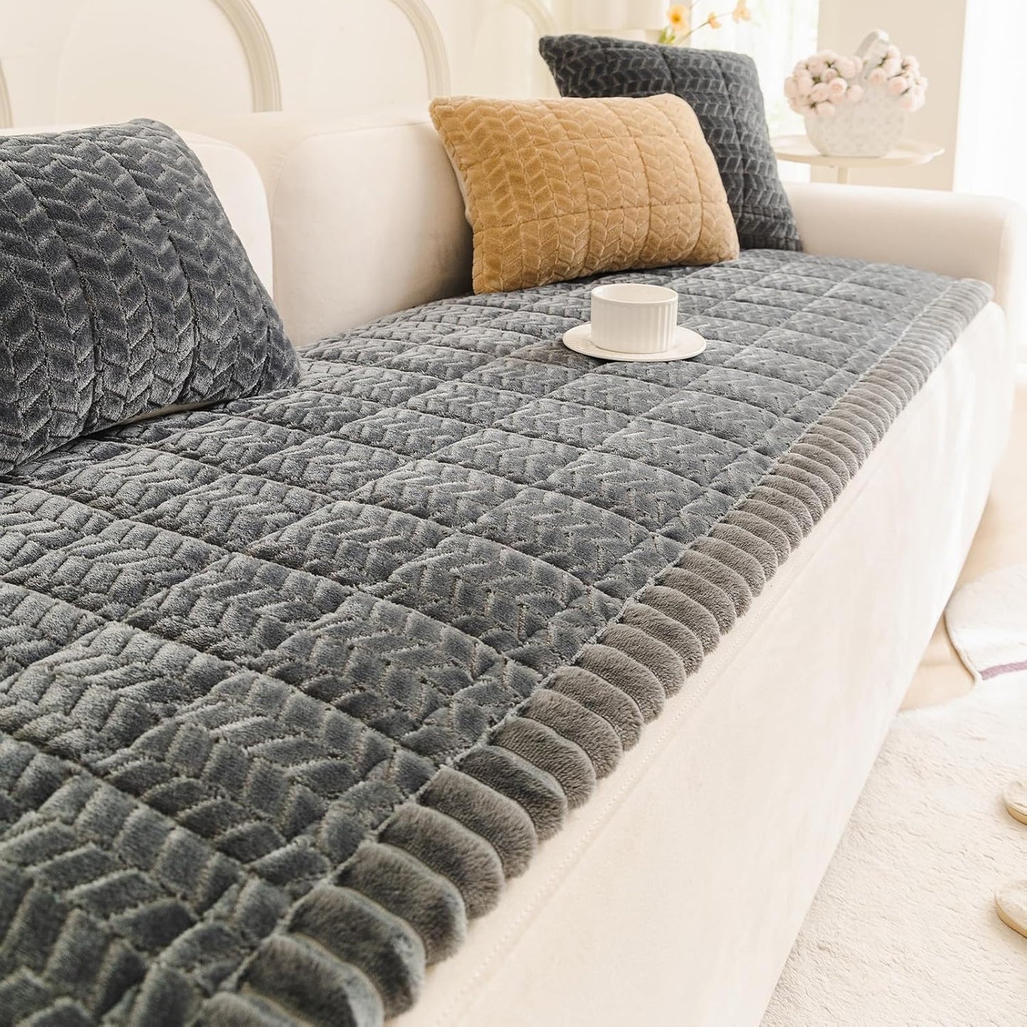 Mivnue Pet Couch Cover Protector Sofa Covers for Pets Washable Non Slip Couches and Sofas Dog Mat (Dark Grey, 27.6" x 59.1")