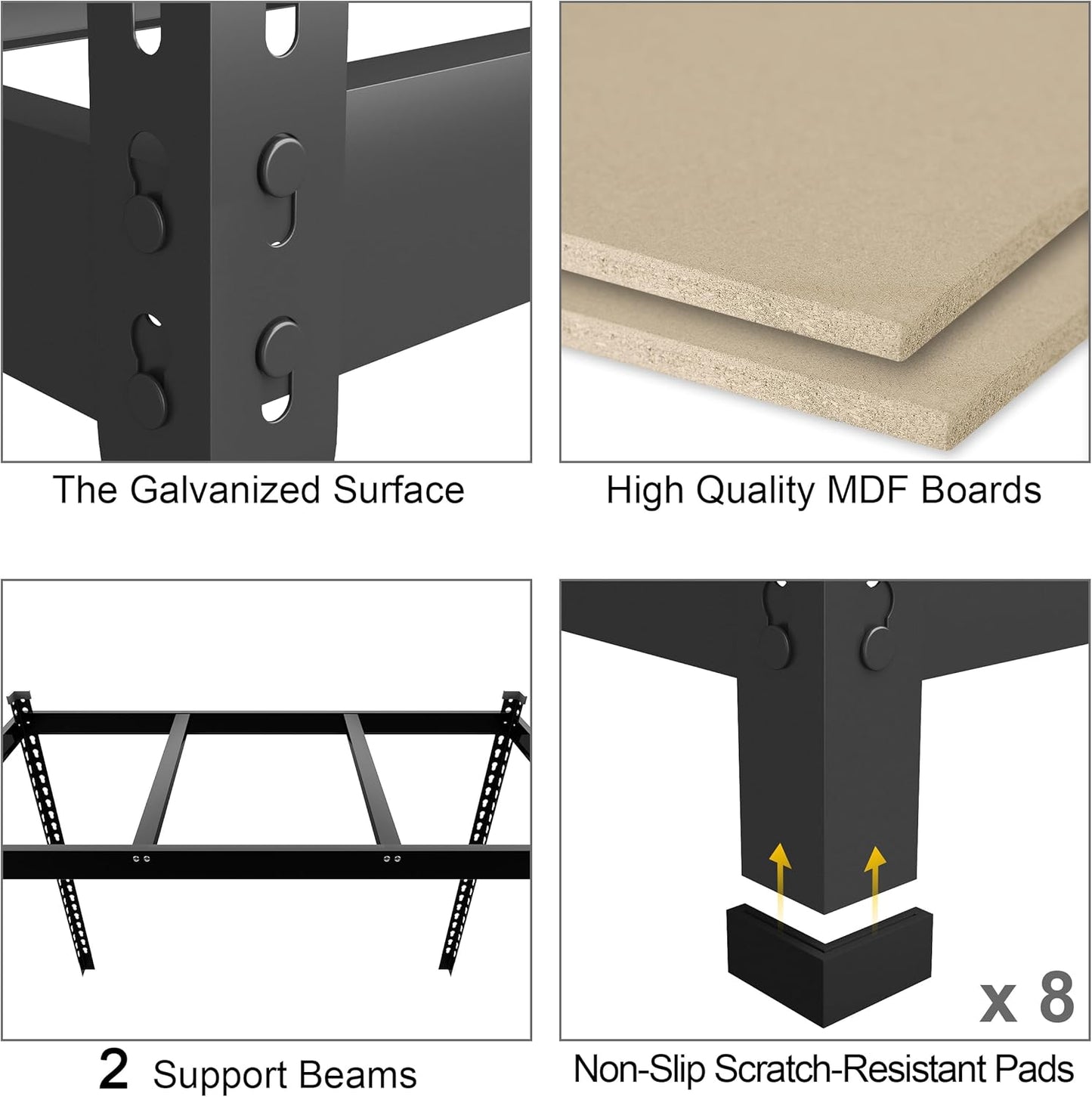 PrimeZone 3 Pack Storage Shelves 48" x 24" x 72", 5 Tier Adjustable Garage Storage Shelving, Heavy Duty Metal Storage Utility Rack Shelf Unit for Warehouse Pantry Closet Kitchen, Black