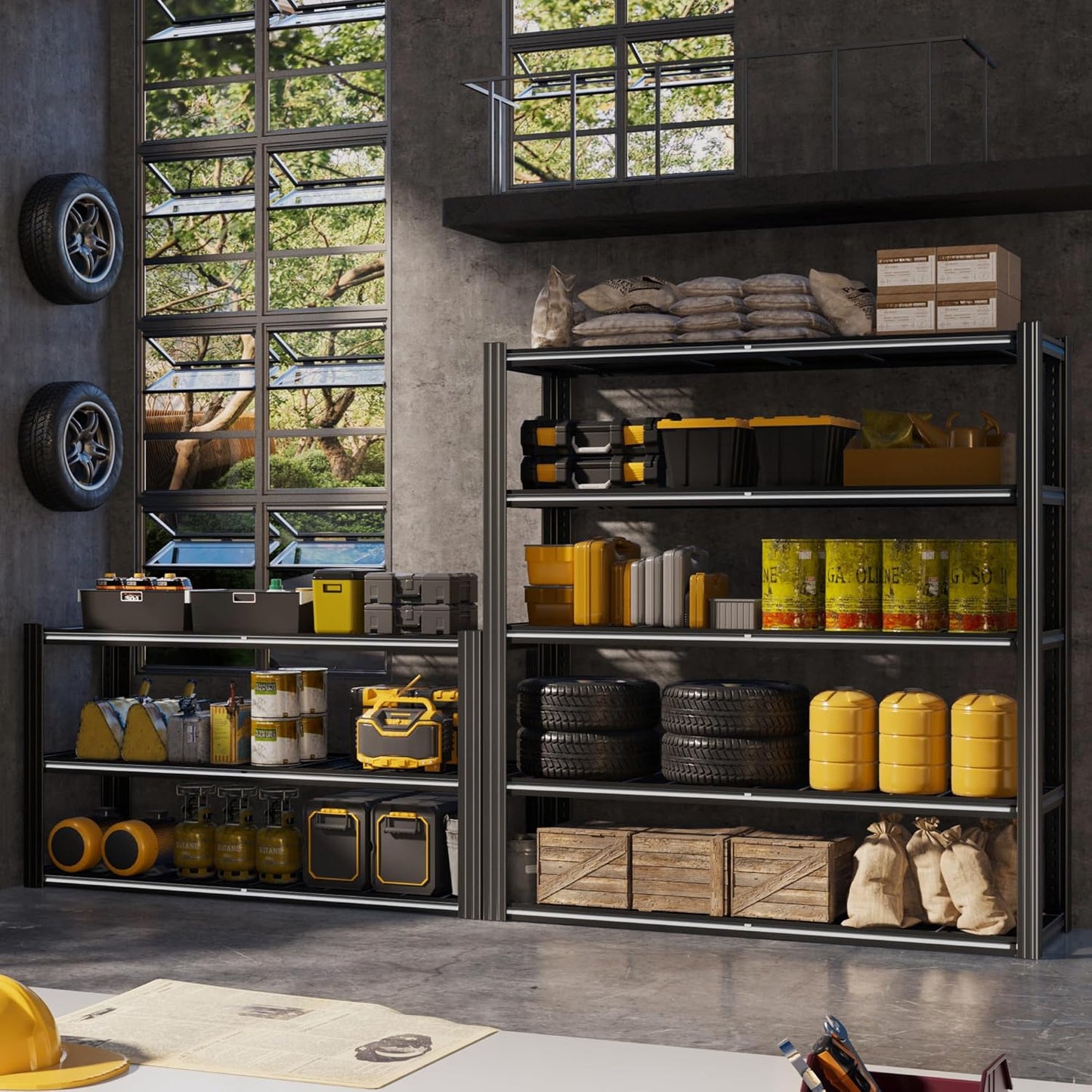 48" W Metal Garage Shelving 5 Tier Storage Shelves Heavy Duty 3030LBS Adjustable Shelf Unit Garage Shelving for Warehouse, Industrial, Basement, 72" H x 48" W x 24" D