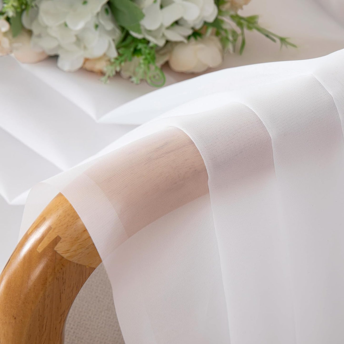 Chyhomenyc White Sheer Curtains 108 Inch Length 2 Panels Set, Extra Long Light Filtering Solid Voile Window Drapes for Living Room Party Ceremony, 42Wx108L, 9FT Length, Set of 2, White