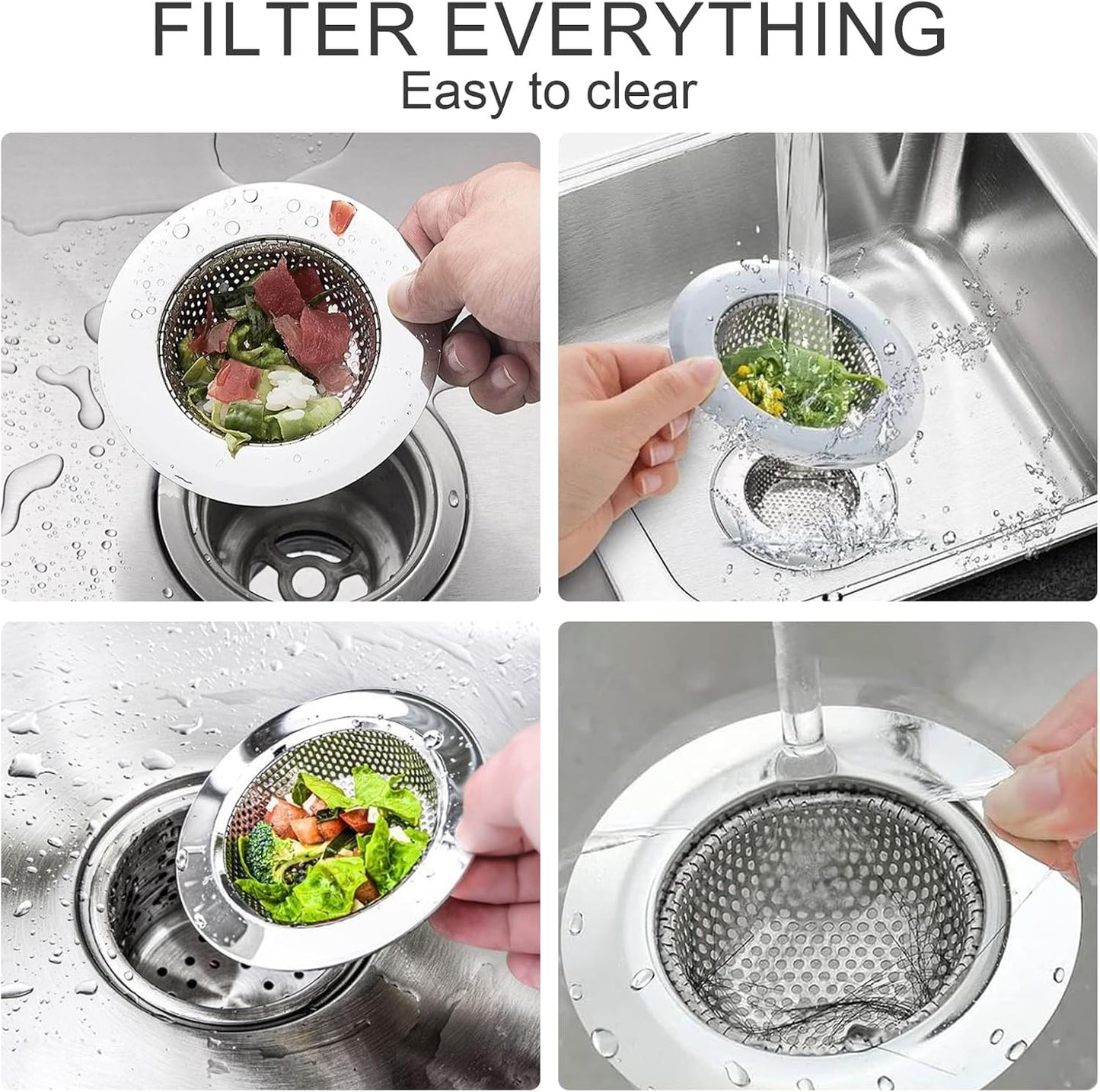 2pcs Heavy Duty Stainless Steel Slop Basket Filter Trap, 4.5" Top / 2.95" Mesh Metal Sink Strainer,Perfect for Kitchen Sink/Bathroom Bathtub Wash Basin Floor Drain Balcony Drain Hole,Utility