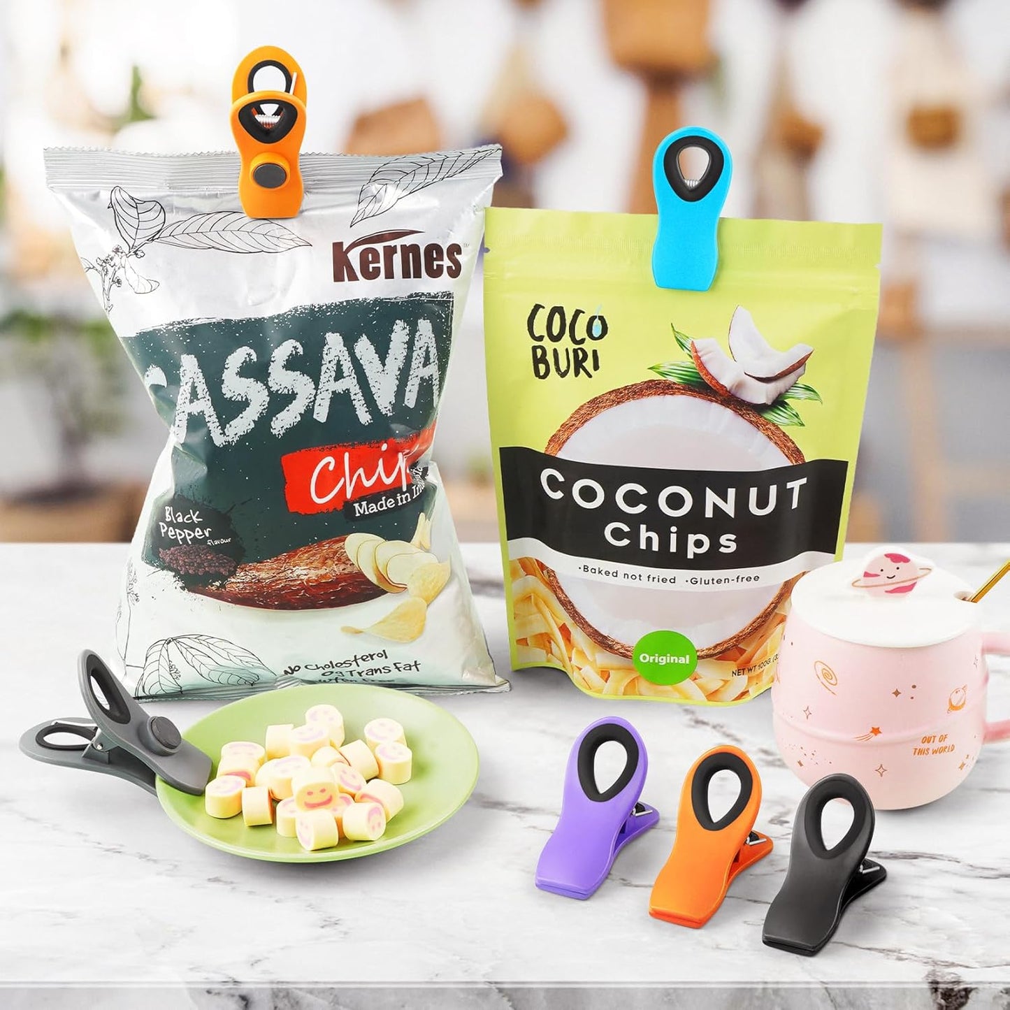 10 Pack Magnetic Chip Clips, Chip Clips Bag Clips, Magnetic Clip for Food Packages, Plastic Assorted Colors Snack Clip for Refrigerator