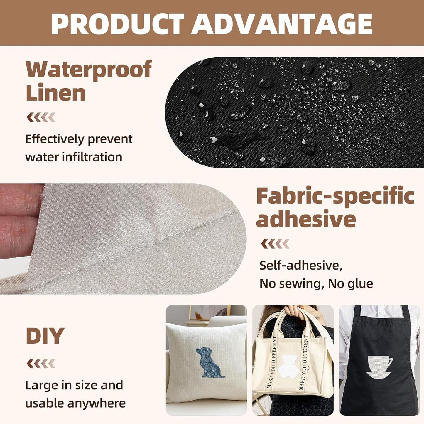 Fabric Repair Patch, 17X158 Inch Fabric Large Repair Tape, Self-Adhesive Patches for Furniture, Sofa, Car Interior, Shoes, Hand Bag, Clothing (White, 17X158 Inch)