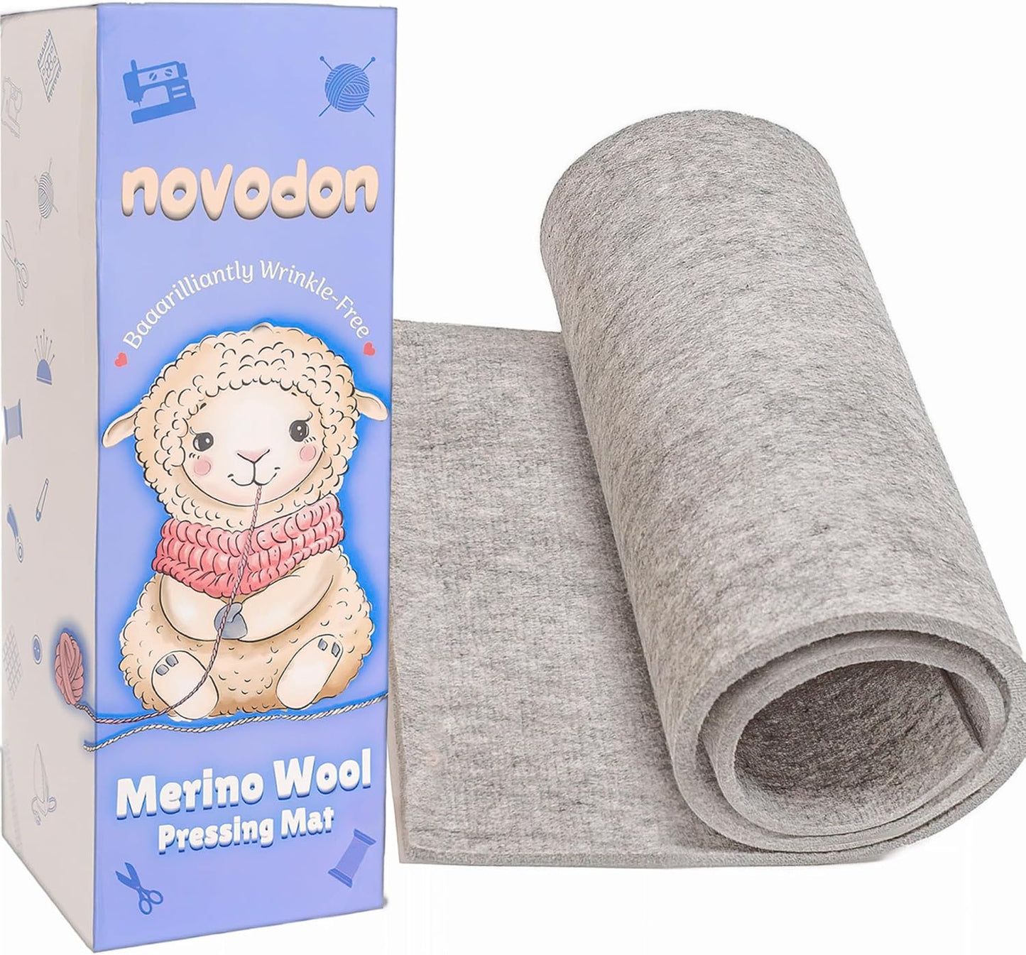 Novodon Merino Wool Pressing Mat 22" x 60" 100% Wool Pressing Mat for Quilting and Ironing Mat