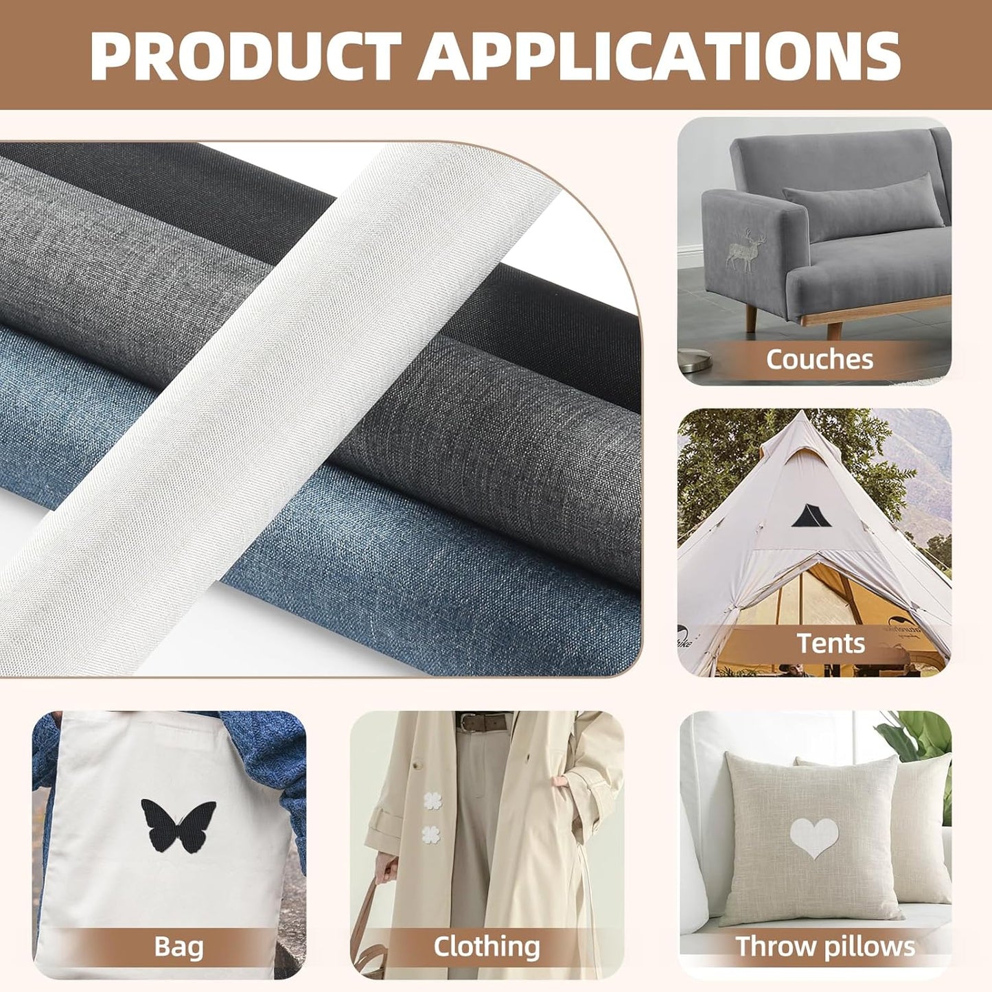 Fabric Repair Patch, 17X79 Inch Fabric Large Repair Tape, Self-Adhesive Patches for Furniture, Sofa, Car Interior, Shoes, Hand Bag, Clothing (Dark Blue, 17X79 Inch)