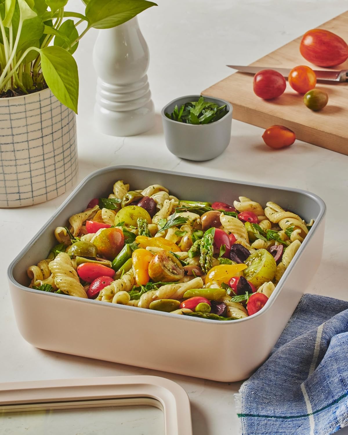 Caraway 6pc Glass Food Storage Set – 10 Cup Food Containers (6) - Ceramic Coated - Non Toxic, Non Stick with Lids - Microwave Safe - Mist