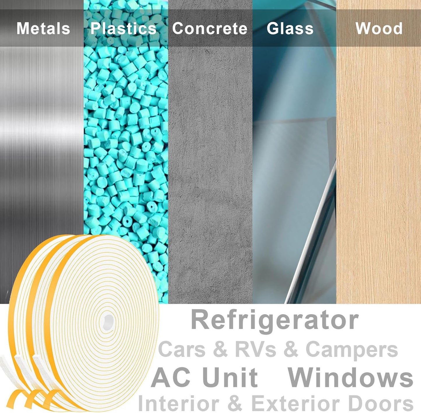 Upgraded Strong Adhesive Foam Tape, Soundproof Door Insulation Weather Strip, Weatherproof Door Weather Stripping Door Seal Strip for Sliding Door, Windows, White(1/4 in x 1/8 in x 50Ft)