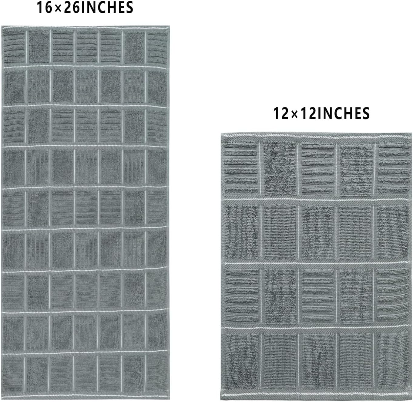 Glynniss Kitchen Towels and Dishcloths Set, Dish Towels and Dish Rags for Washing Dishes, for Cleaning Cooking Drying Pack of 8 (Grey)