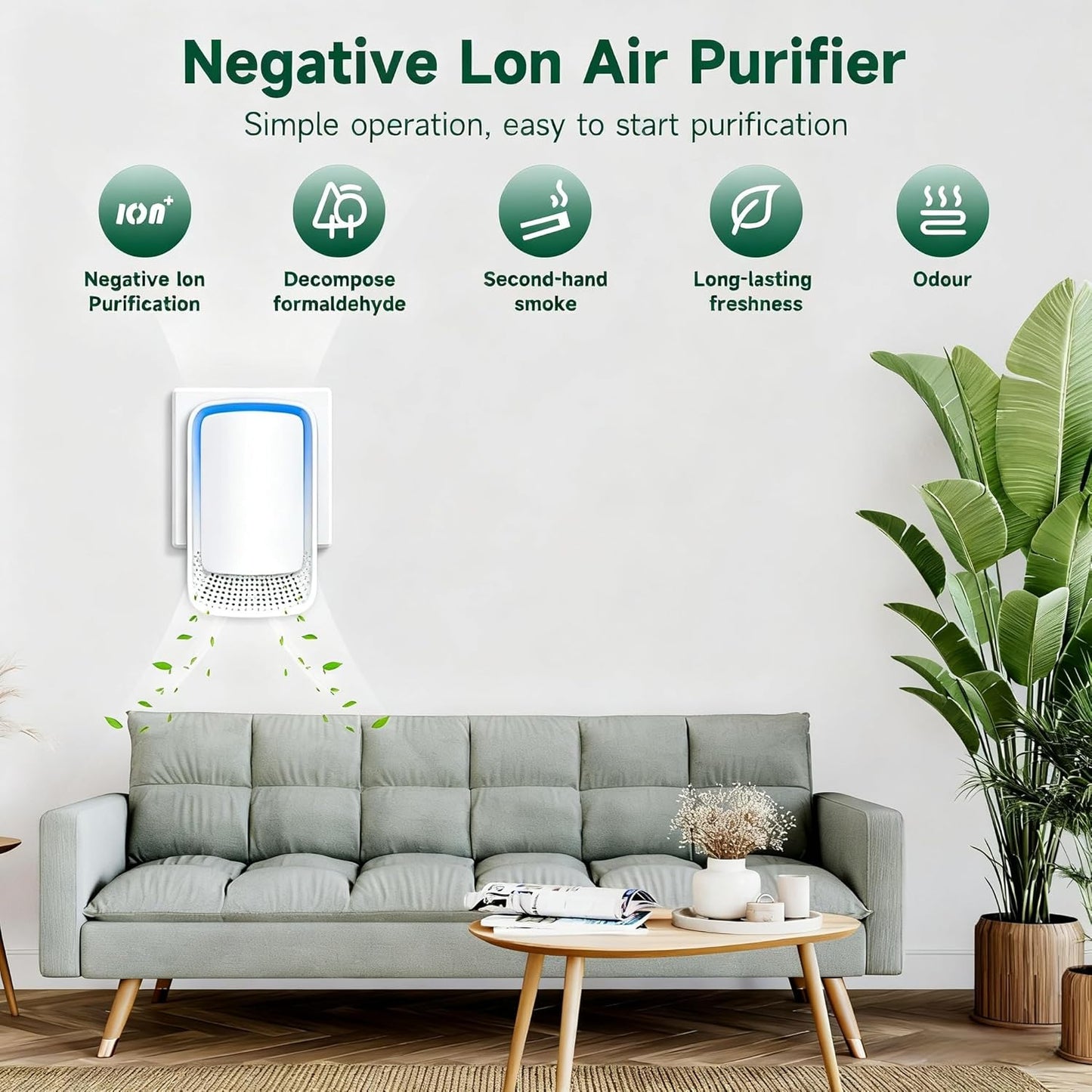 Plug In Air Ionizer Purifier for Home (6 Pack), Negative Ion Generator, Quiet Air Freshener for Bedroom, Office, Kitchen, Portable Air Filter, Mini Air Cleaner
