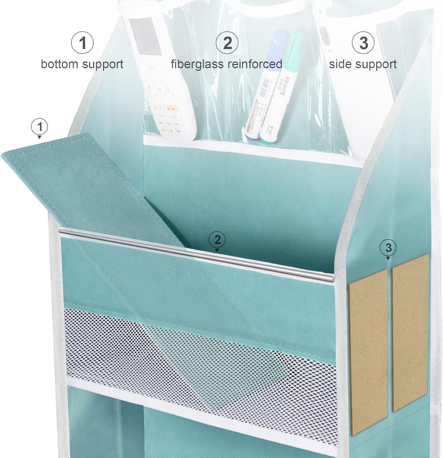 Univivi 6-Shelf Over Door Hanging Organizer Fabric Baby Door Storage with 5 Large Pockets and 3 Small PVC Pockets Wall Mount Hanging Storage Organizers for Baby Essential (Blue)