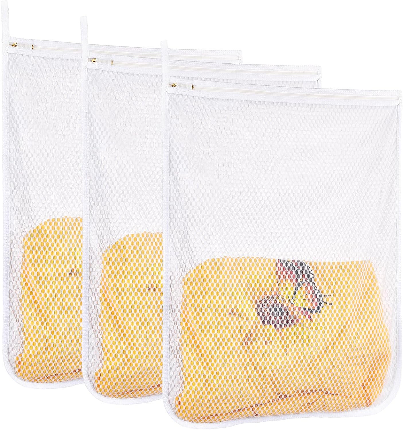 3 pcs Durable Honeycomb Mesh Laundry Bags for Delicates 16" x 19" (3 Large)