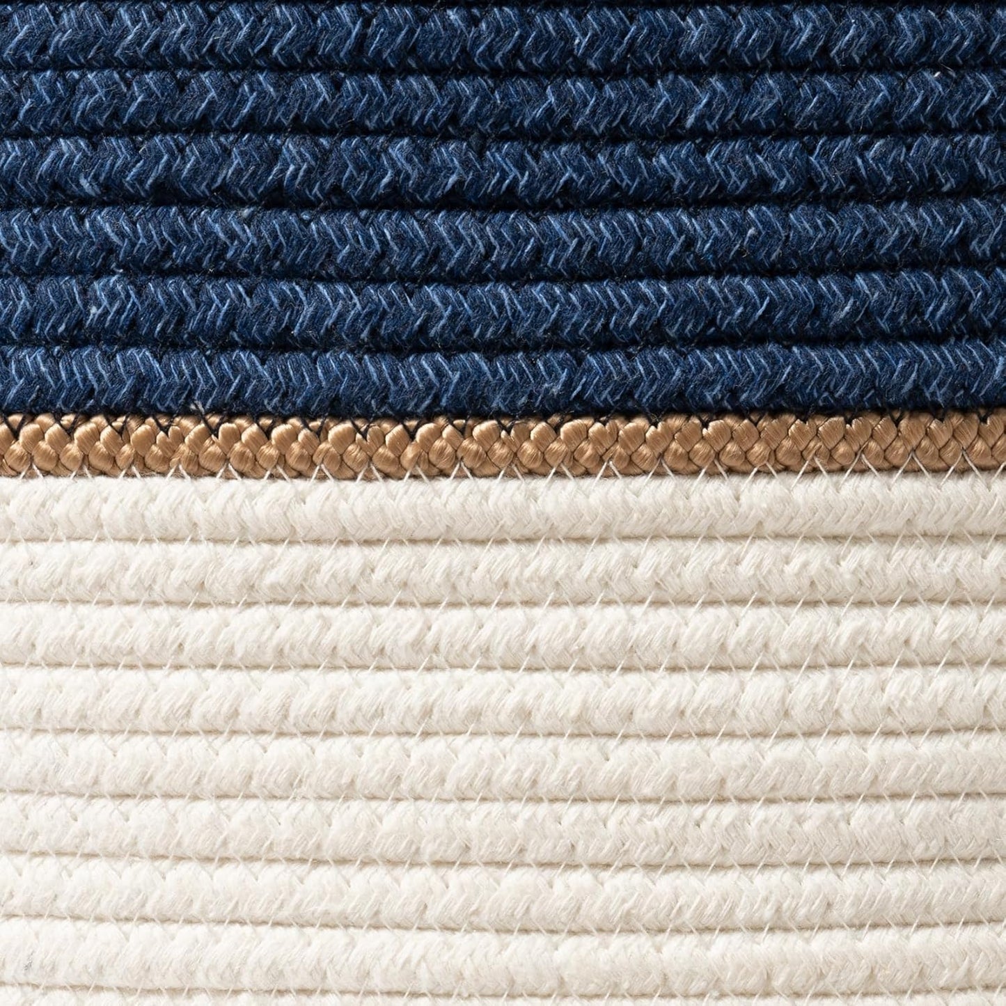 LA JOLIE MUSE Woven Basket Rope Storage Baskets - Large Cotton Organizer, Basket for Baby Blanket, Kids Toy Nursery Laundry Basket Navy Blue M