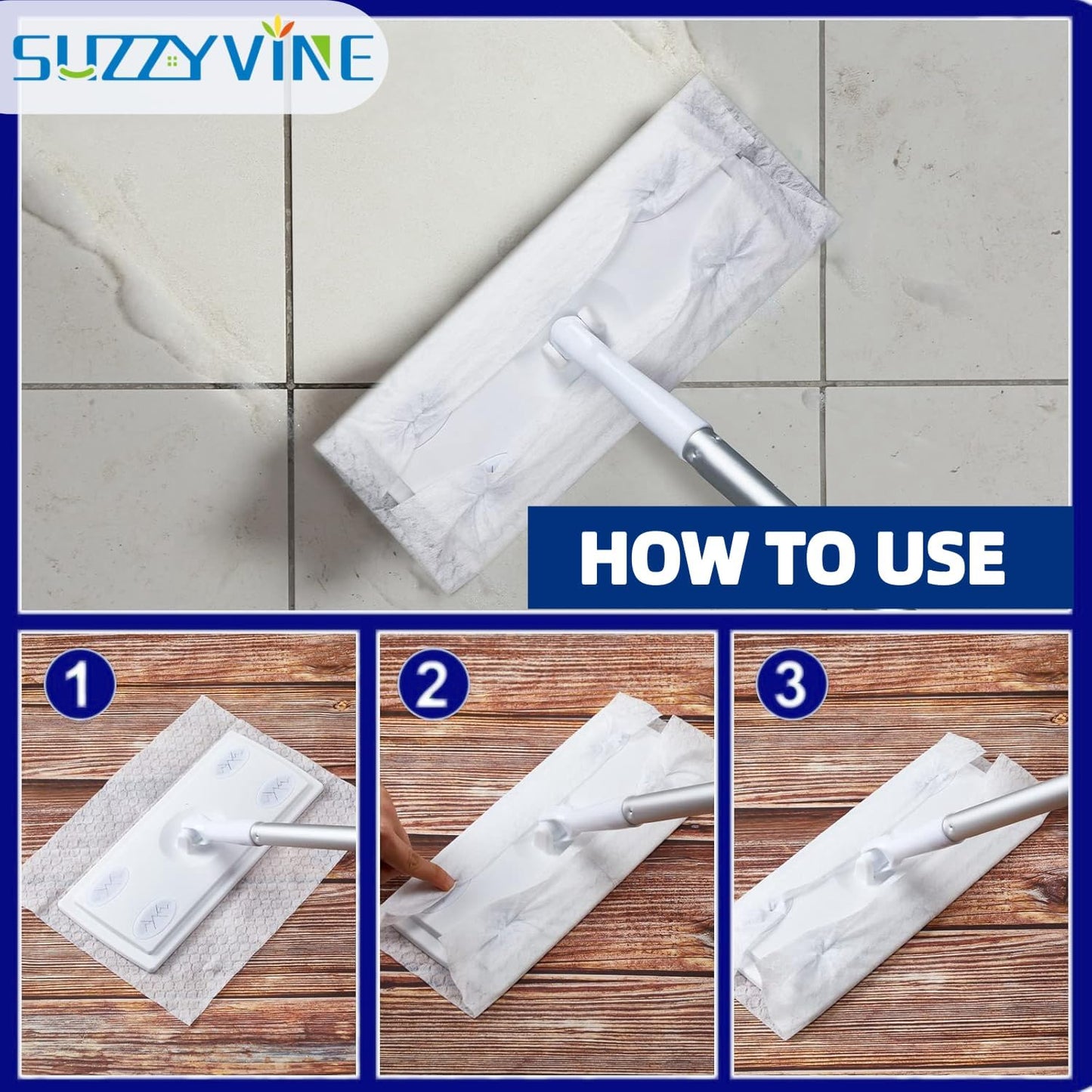 SUZZYVINE Dry Sweeping Cloths Mop Refills Disposable Floor Cleaning Wipes Compatible with Swiffer Sweeper, Unscented, 7.87"x11.81", Total 160 Count
