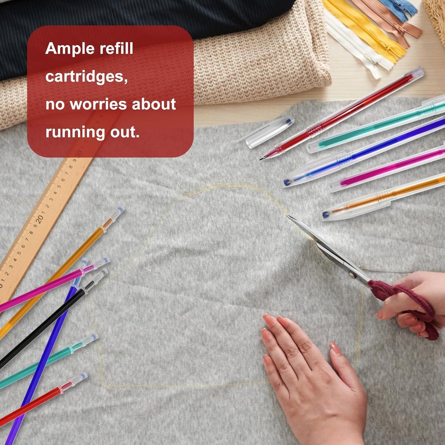 36pcs Heat Erasable Pens for Fabric, Assorted Colors, Fabric Pens for Sewing Erasable for Quilting Sewing DIY Dressmaking Fabrics Tailors Chalk