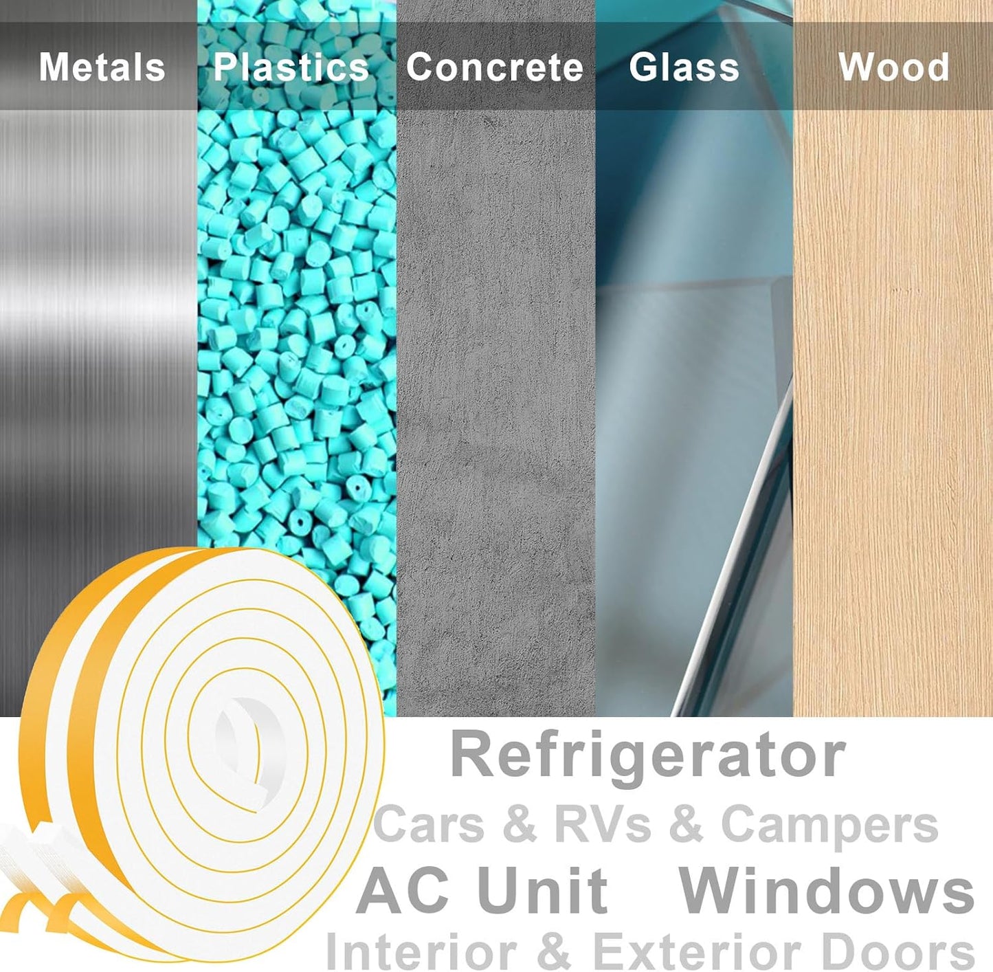 Window Insulation Weather Stripping, High Density Insulation Tape for Door, Soundproof Weatherproof Door Weather Stripping, Adhesive Foam Gasket Tape, Anti-Vibration(1/2 in x 1/2 in x 26Ft)